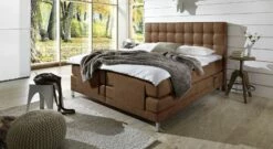 Boxspringbett "Zamora Elektro" -Bettbezüge Verkäufe 2024 boxspringbett zamora elektro luxus kunstlederbezug cognac