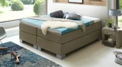 Boxspringliege "Puebla" -Bettbezüge Verkäufe 2024 boxspringliege puebla 66cm webstoff meliert graubraun