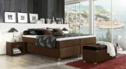 Boxspringliege "Tiberio" -Bettbezüge Verkäufe 2024 boxspringliege tiberio braun webstoff hohe liegehoehe