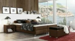 Boxspringliege "Tiberio" -Bettbezüge Verkäufe 2024 boxspringliege tiberio braun webstoff niedrige liegehoehe