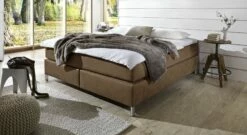 Boxspringliege "Zamora" -Bettbezüge Verkäufe 2024 boxspringliege zamora hellbraun kunstleder bezug