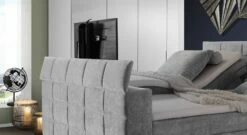 Elektro-Boxspringbett "Skylar" Mit TV-Halterung -Bettbezüge Verkäufe 2024 elektro boxspringbett skylar tv halterung fussteil