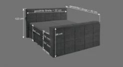 Elektro-Boxspringbett "Skylar" Mit TV-Halterung -Bettbezüge Verkäufe 2024 elektro boxspringbett skylarbemassungsgrafik