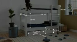 Etagenbett "Tacora" Mit Schubkästen -Bettbezüge Verkäufe 2024 etagenbett tacora schubkaesten zwei kinder bemassung grafik