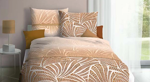 Feinbiber-Bettwäsche "Caramel Mosaic-Waves" 3 Feinbiber-Bettwäsche "Caramel Mosaic-Waves"