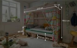 Himmelbett "Kids Dreams" -Bettbezüge Verkäufe 2024 himmelbett kids dreams bemassung grafik