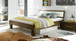 Bett "Caldera" -Bettbezüge Verkäufe 2024 holzbett caldera akazie vintage braun