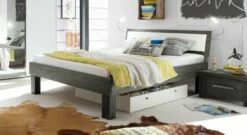 Bett "Caldera" -Bettbezüge Verkäufe 2024 holzbett caldera akazie vintage grau rustikal