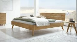 Bett "Minoa" -Bettbezüge Verkäufe 2024 holzbett minoa elegant design echt