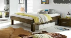 Liege "Caldera" -Bettbezüge Verkäufe 2024 holzliege caldera akazie vintage braun rustikal manschetten