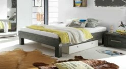 Liege "Caldera" -Bettbezüge Verkäufe 2024 holzliege caldera akazie vintage grau manschetten