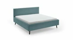 HOMELIV. Bett "Calypso" Stoff Abriamo -Bettbezüge Verkäufe 2024 homeliv bett calypso blau schwarz fuesse 1