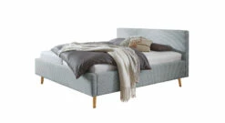 HOMELIV. Bett "Calypso" -Bettbezüge Verkäufe 2024 homeliv bett calypso webstoff bezug eisblau fuesse eiche