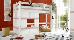Hütten-Hochbett "Kids Paradise" Basic -Bettbezüge Verkäufe 2024 huetten hochbett kids paradise basic 140cm weiss flieder gerade
