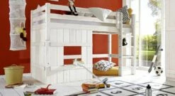 Hütten-Hochbett "Kids Paradise" Basic -Bettbezüge Verkäufe 2024 huetten hochbett kids paradise basic 140cm weiss gerade leiter