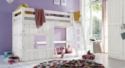 Hütten-Hochbett "Kids Paradise" Für Mädchen -Bettbezüge Verkäufe 2024 huetten hochbett kids paradise maedchen kiefer weiss lasiert