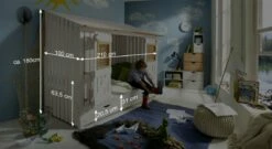 Hüttenbett "Strandhaus" Express -Bettbezüge Verkäufe 2024 huettenbett strandhaus bemassung grafik 1