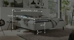 INTERLIVING Polsterbett "1409" Mit Hohem Kopfteil Express -Bettbezüge Verkäufe 2024 interliving polsterbett 1409 hoch kopfteil bemassungs grafik 1