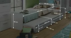 Jugendbett "Porvenir" -Bettbezüge Verkäufe 2024 jugendbett porvenir bemassung grafik