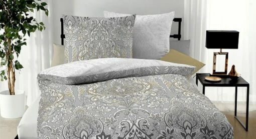 Kaeppel Mako-Satin-Bettwäsche "Esra" -Bettbezüge Verkäufe 2024 kaeppel mako satin bettwaesche esra silber hochwertige