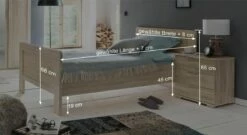 Komfort-Einzelbett "Sinello" -Bettbezüge Verkäufe 2024 komfort einzelbett sinello bemassung grafik