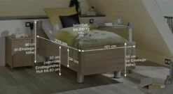 Komfortbett Mit Pflegebett-Funktion "Isar" -Bettbezüge Verkäufe 2024 komfortbett pflegebett funktion isar bemassung grafik