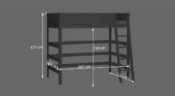 LIFETIME Hochbett "Tafel" -Bettbezüge Verkäufe 2024 lifetime hochbett original bemassung grafik 1