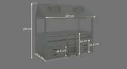 LIFETIME Kojenbett "Beachhouse" -Bettbezüge Verkäufe 2024 lifetime kojenbett beachhouse schubladen weiss lackiert bemassung grafik