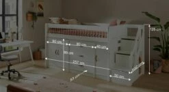 LIFETIME Midi-Hochbett "All-In-One" -Bettbezüge Verkäufe 2024 lifetime midi hochbett all in one bemassungsgrafik