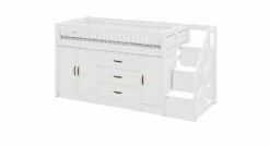 LIFETIME Midi-Hochbett "All-In-One" -Bettbezüge Verkäufe 2024 lifetime midi hochbett allinone treppenmodul freisteller weiss lackiert modern