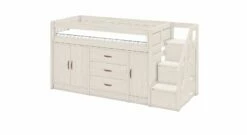 LIFETIME Midi-Hochbett "All-In-One" -Bettbezüge Verkäufe 2024 lifetime midi hochbett allinone treppenmodul freisteller weiss lasiert modern