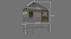 LIFETIME Midi-Hüttenbett "Hideout" -Bettbezüge Verkäufe 2024 lifetime midi huettenbett hideout treppenmodul weiss lasiert bemassung grafik