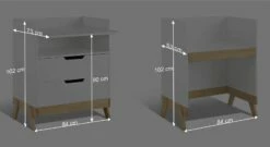 LIFETIME Wickelkommode & Schreibtisch "Monina" -Bettbezüge Verkäufe 2024 lifetime wickelkommode schreibtisch monina bemassung grafik