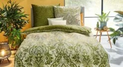 Mako-Satin-Bettwäsche "Vert Fleuron"