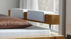 Bett "Rustico" -Bettbezüge Verkäufe 2024 massivholzbett balken kopfteil polster optional 1