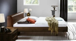 Bett "Campinas" -Bettbezüge Verkäufe 2024 massivholzbett campinas wildeiche kopfteil marone coffee gross