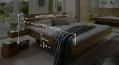 Bett "Terrano" -Bettbezüge Verkäufe 2024 massivholzbett terrano wildeiche schweberahmen bemassung grafik