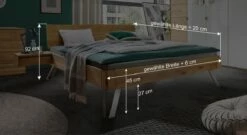 Bett "Vildan" -Bettbezüge Verkäufe 2024 massivholzbett vildan bemassungs grafik