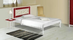 Bett "Pintana" 21 Bett "Pintana" -Bettbezüge Verkäufe 2024 metallbett pintana eiche rot weiss silber gewischt gr