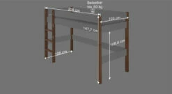 Midi-Hochbett "Kids Nordic" -Bettbezüge Verkäufe 2024 midi hochbett kids nordic bemassungs grafik