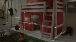 Midi-Hochbett "Kids Paradise" Express -Bettbezüge Verkäufe 2024 midi hochbett kids paradise bemassung grafik 1