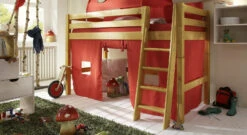 Midi-Hochbett "Kids Paradise" -Bettbezüge Verkäufe 2024 midi hochbett kids paradise gelaugt leiter schraeg