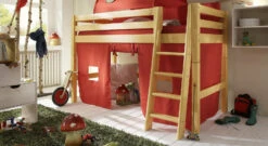 Midi-Hochbett "Kids Paradise" -Bettbezüge Verkäufe 2024 midi hochbett kids paradise natur leiter schraeg
