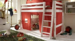 Midi-Hochbett "Kids Paradise" -Bettbezüge Verkäufe 2024 midi hochbett kids paradise weiss leiter schraeg