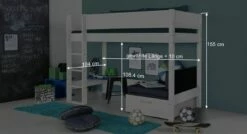 Midi-Hochbett "Kids Town" -Bettbezüge Verkäufe 2024 midi hochbett kids town weiss bemassungs grafik