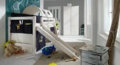 Mini-Hochbett "Kids Paradise" Express -Bettbezüge Verkäufe 2024 mini hochbett kids paradise weiss lasiert rutsche