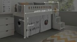 Mini-Hochbett "Kids Town" Design -Bettbezüge Verkäufe 2024 mini hochbett kids town design bemassung grafik