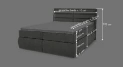 MUSTERRING Bettkasten-Boxspringbett "Felina-Case" Quersteppung -Bettbezüge Verkäufe 2024 musterring bettkasten boxspringbett felina case quersteppung bezug hellgrau bemassung grafik