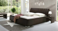 Bett "Lewdown" -Bettbezüge Verkäufe 2024 polsterbett lewdown kunstleder braun modern gr