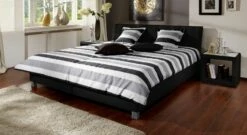 Bett "Remigio" -Bettbezüge Verkäufe 2024 polsterbett remigio design schwarz ueberlaenge 1600